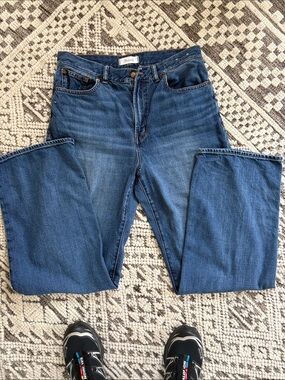 Madewell The Perfect Vibtafe Wide leg Jeans  in Indigo Blue